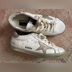 Golden Goose Superstar Col E37 (GCOWS590.E37) in White with Good Star Sparkle